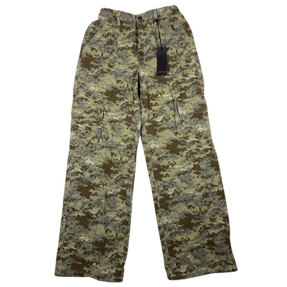Forever 21 Women Digital Camo Cargo Pants Green Brown High Waist Straight Size S